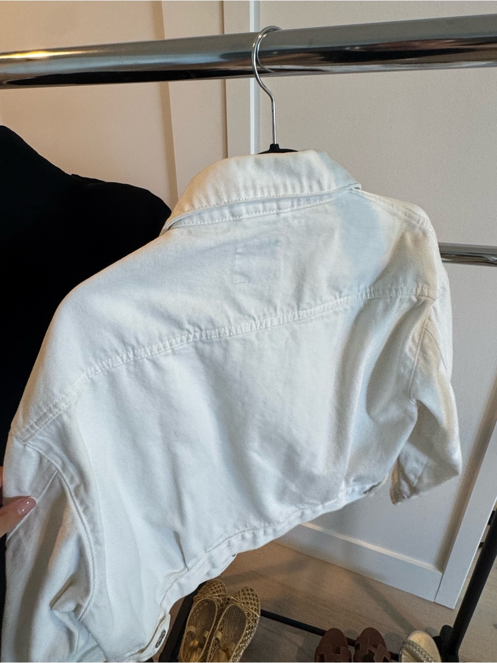 Zara White Cropped Denim Jacket